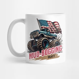 Mud-Bogging Beast USA Big Truck 4x4 American Flag Patriotic 4th Of July Off Road Mud Truck Mug